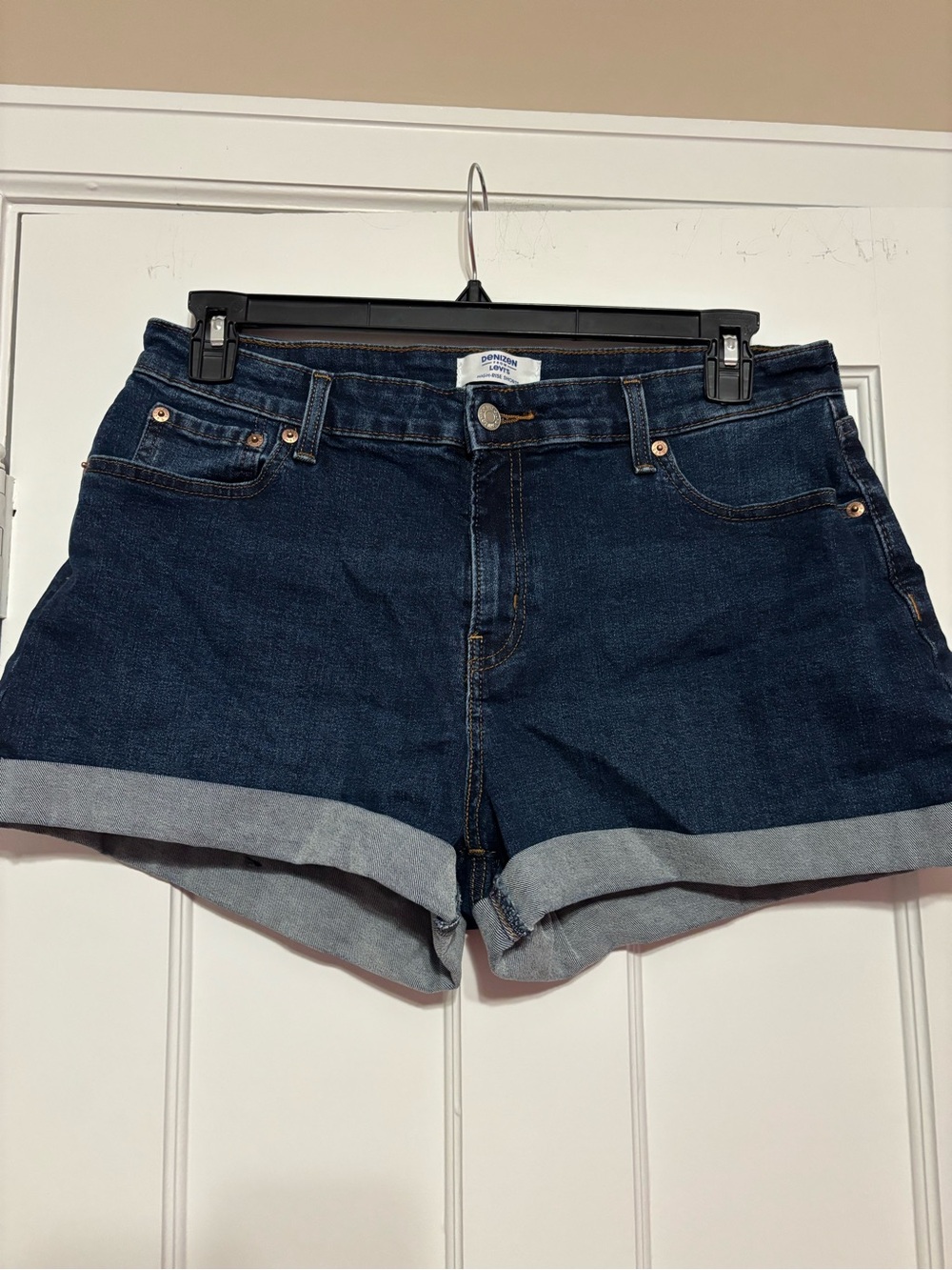 Dark Blue Denim Rolled-Hem Women's Shorts plus size 16